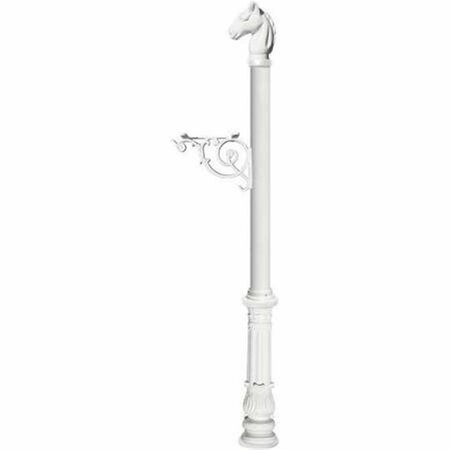 GRANDOLDGARDEN Support Bracket Post System with Ornate Base & Horsehead Finial White GR3167626